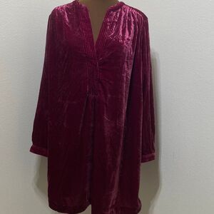 Anthropologie Velvet Midi Dress - Rich Burgundy